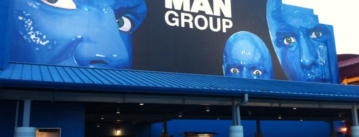 blue man group (sharp aquos theater) is one of andy"s theme park