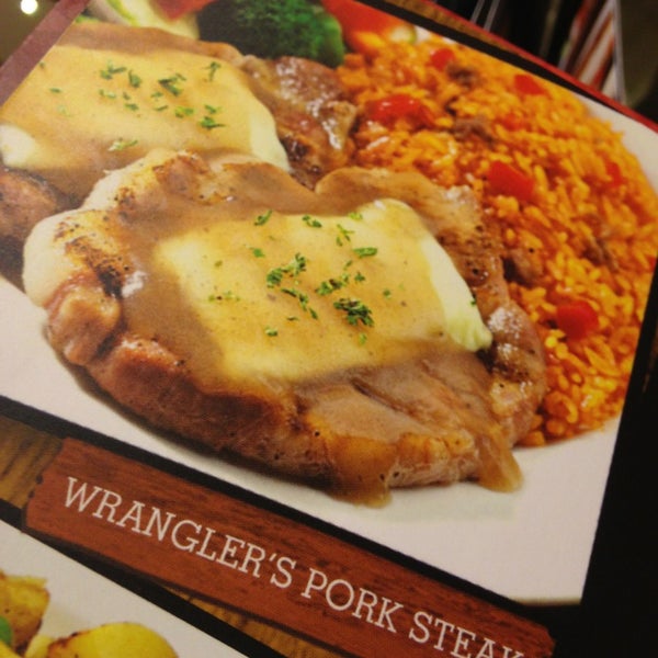 wrangler"s pork steak is my fave! try it. :)
