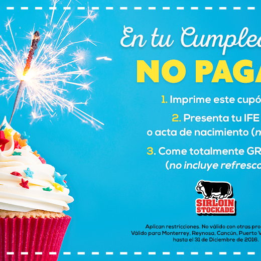 Sirloin Stockade Monterrey Cupon De Cumpleaños Restaurante Sirloin