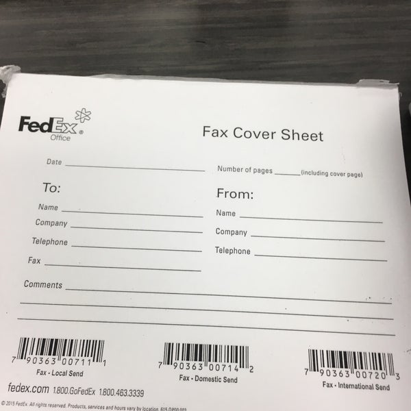 fedex fax cover sheet