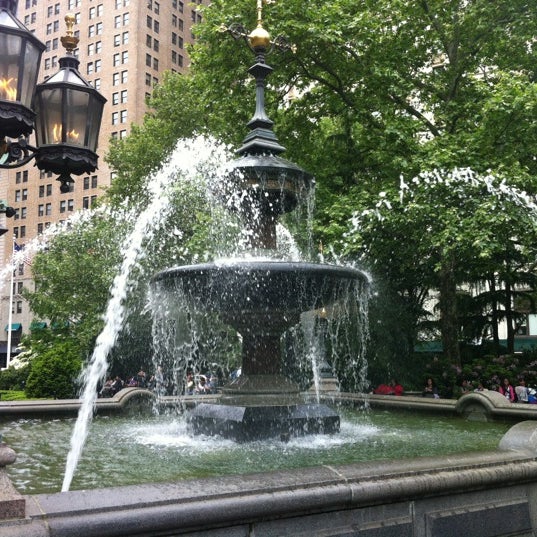 City Hall Park Gas Lite Bulbs Fountain Downtown Manhattan New York, NY