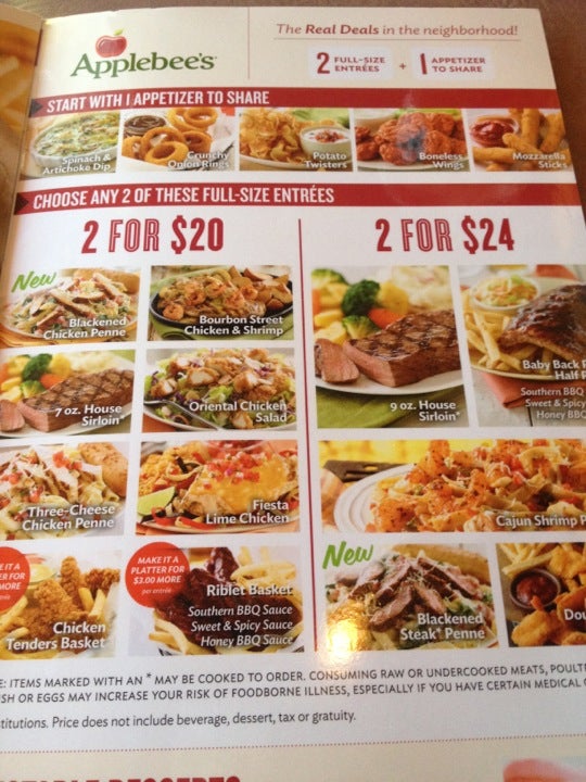 Applebees meal deals Need to know menu prices for Applebee’s? We have the full menu, item prices, meal prices, and more.